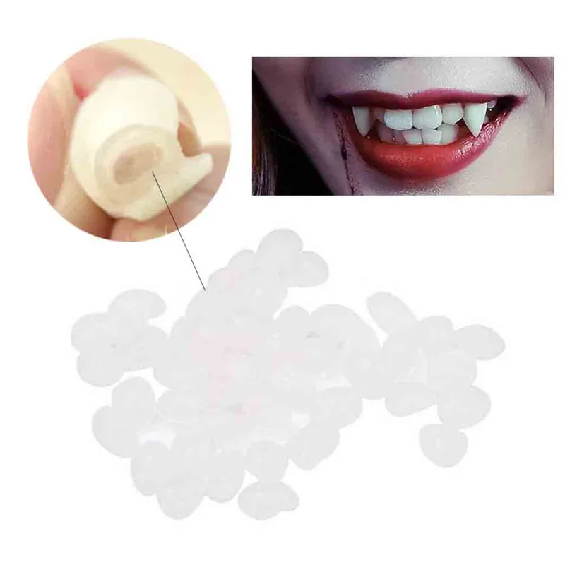 1 Pair 4 Sizes Vampire Teeth Dentures Prop Halloween Fangs Cosplay Party False DIY Decorations |