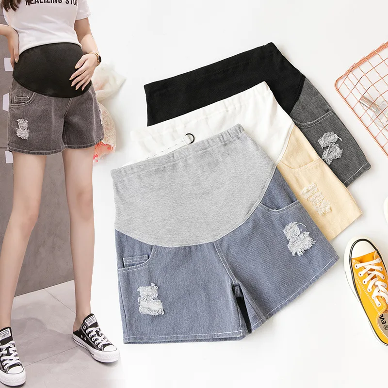 

Pregnant Women's Shorts Summer Wear Low-Waisted Denim Shorts Summer Wear New Spring Loose Pants for Pregnant Clothes
