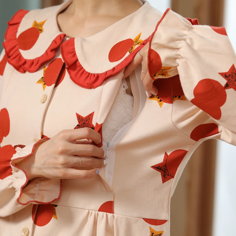 Пижамные комплекты для женщин Хлопковая одежда кормления грудью после родов