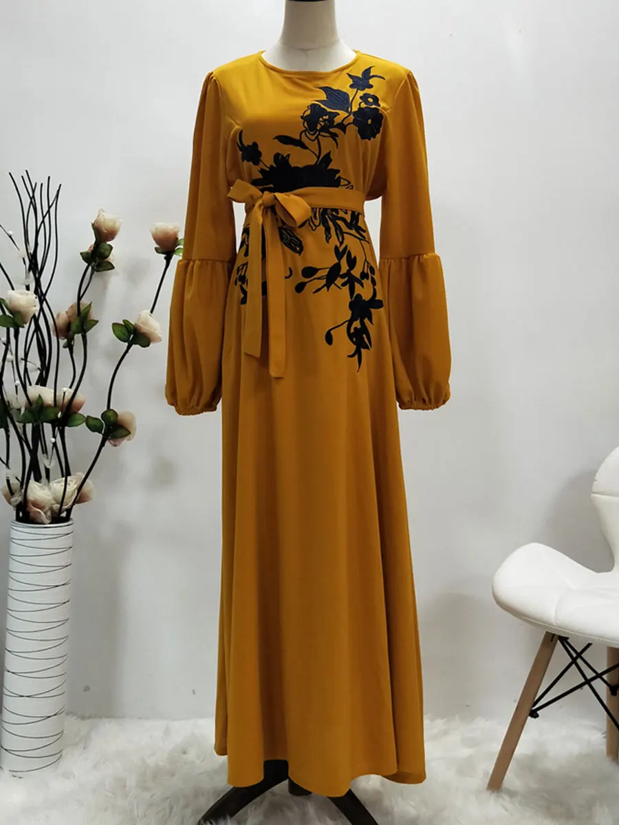 Новинка 2019 г. вышитая Цветочная мусульманская Абая Арабская Мода mAh халат syari