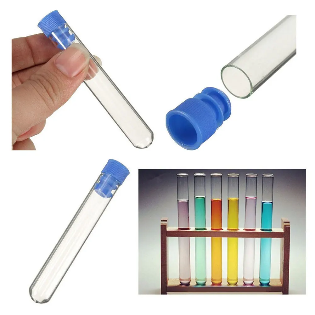 

10pcs/set Plastics Test Clear Disposable Tube Hardness Lab Environmental Bottle Container Multifunctions &cap
