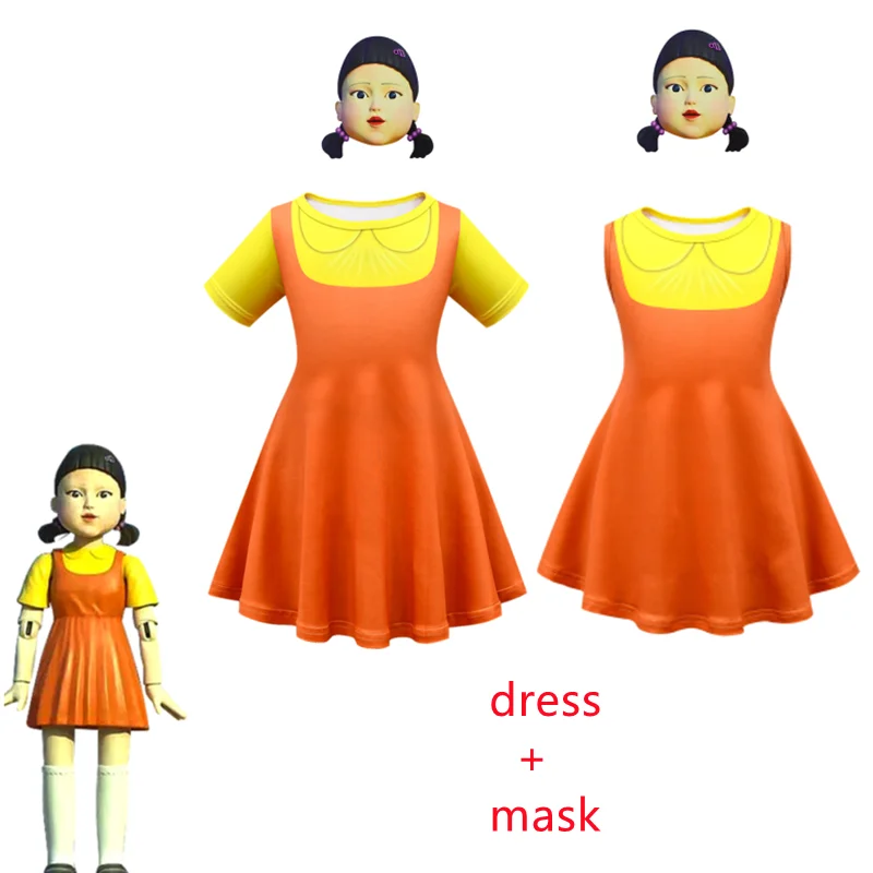 Классическая маска из игры кальмар для девочек мужская модель 123 деревянный