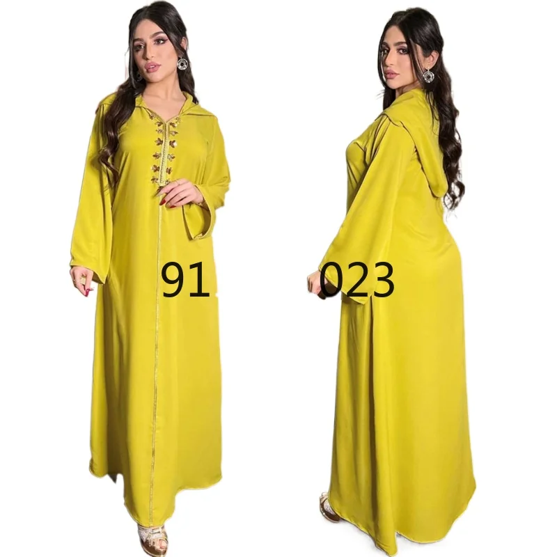 

Abaya Дубай, Турция мусульманское платье с капюшоном, женское марокканское платье Caftan, элегантная женская одежда 2021 Eid Mubarak Djellaba Femme
