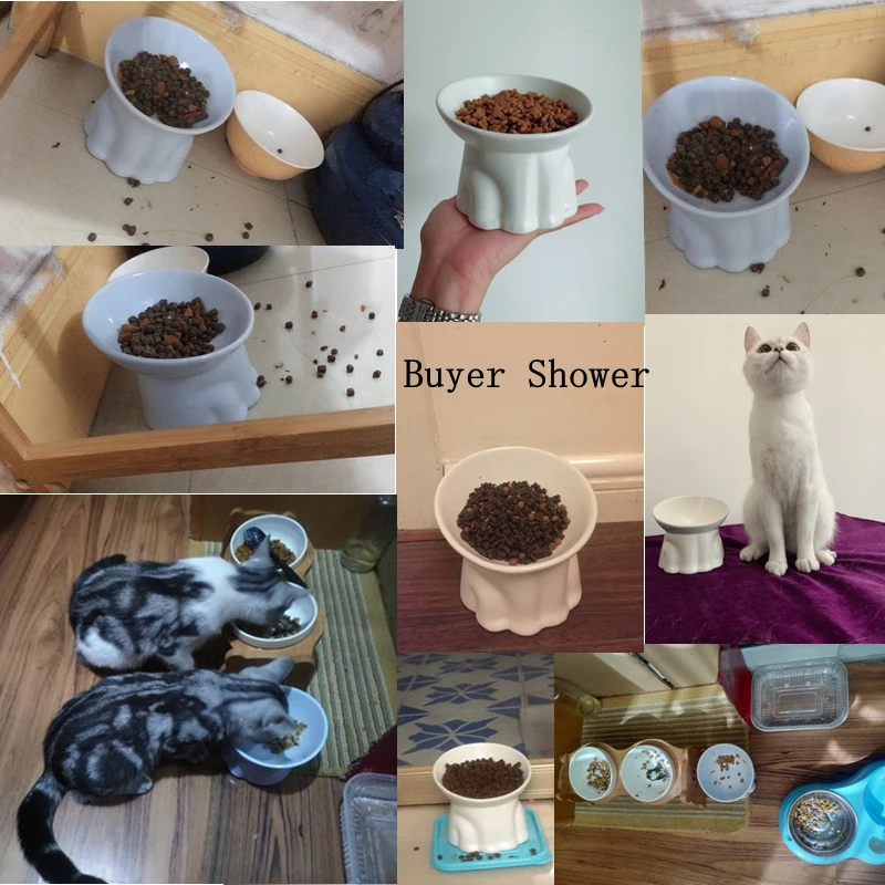 

New Pet Cat Ceramics Bowl Classical Cervical Health Protective Bowl High Base Water Food Feeder for Puppy Kitten Pet Feeding