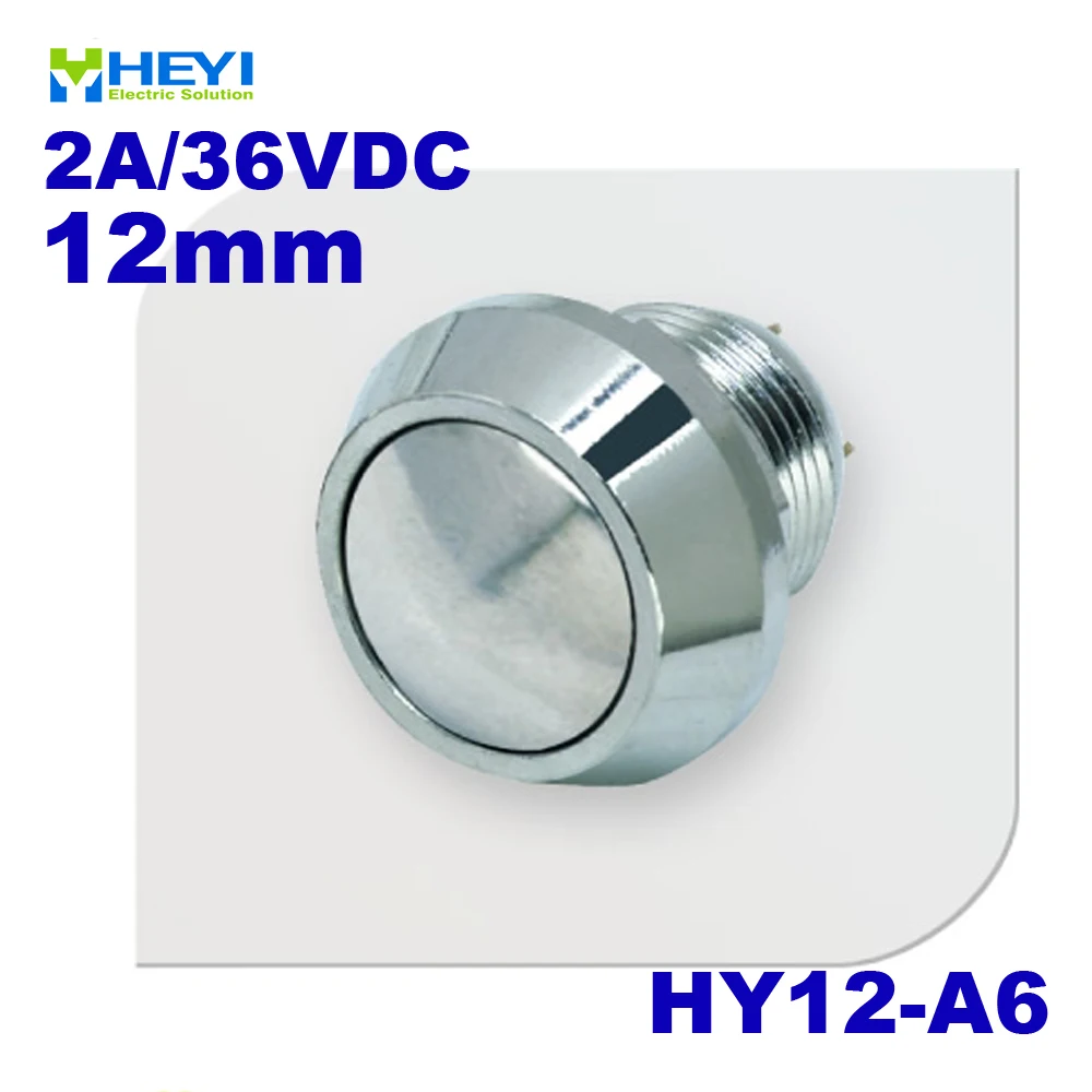 Металлический кнопочный переключатель с круглой головкой HY12-A6 1NO