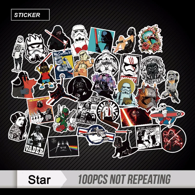 Star 100 шт Смешанные Мультяшные игрушки наклейки s для автомобиля стиль велосипед мотоцикл телефон ноутбук путешествия багаж крутые забавные наклейки бомба наклейки JDM - Цвет: Star