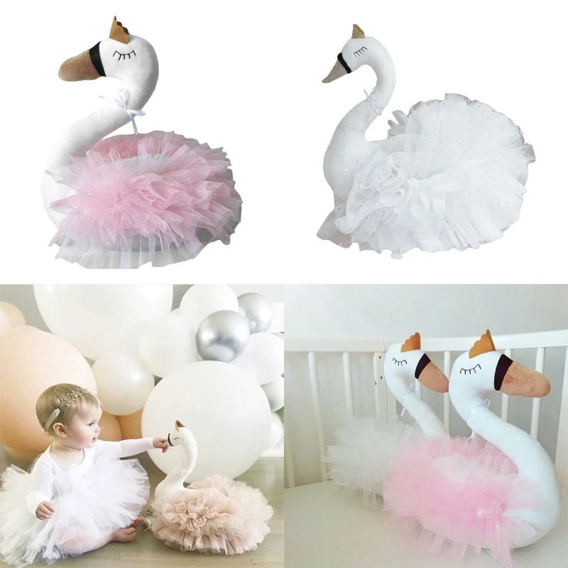 

Cute Swan Stuffed Animal Toy Soft Gauze Pillow Baby Sleeping Doll Birthday Gifts 97BC
