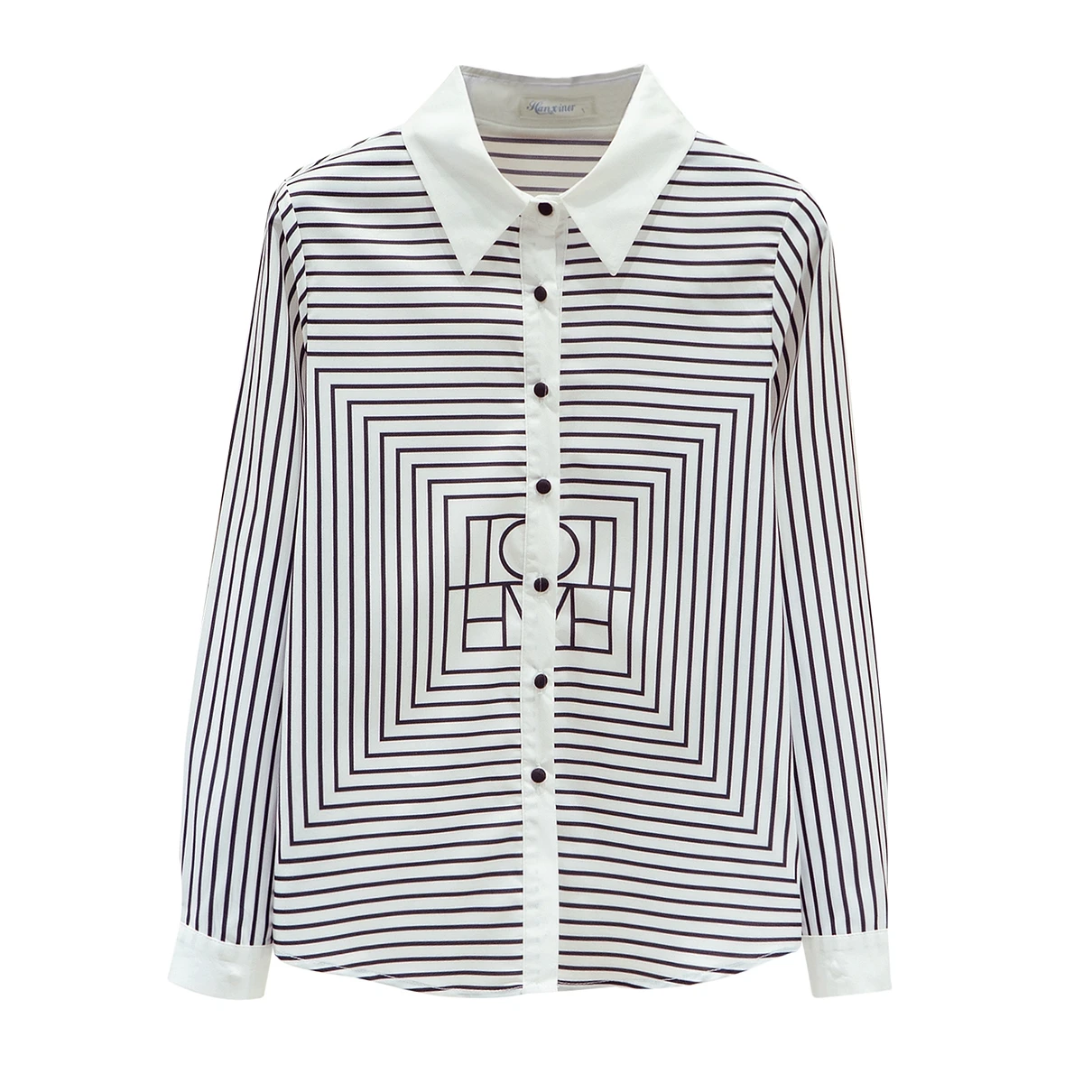

New 2021 Spring Autumn Women Chiffon Shirt Fashion Casual Long Sleeve Turn-Down Collar Striped Blouse Plus Size Loose Clothing