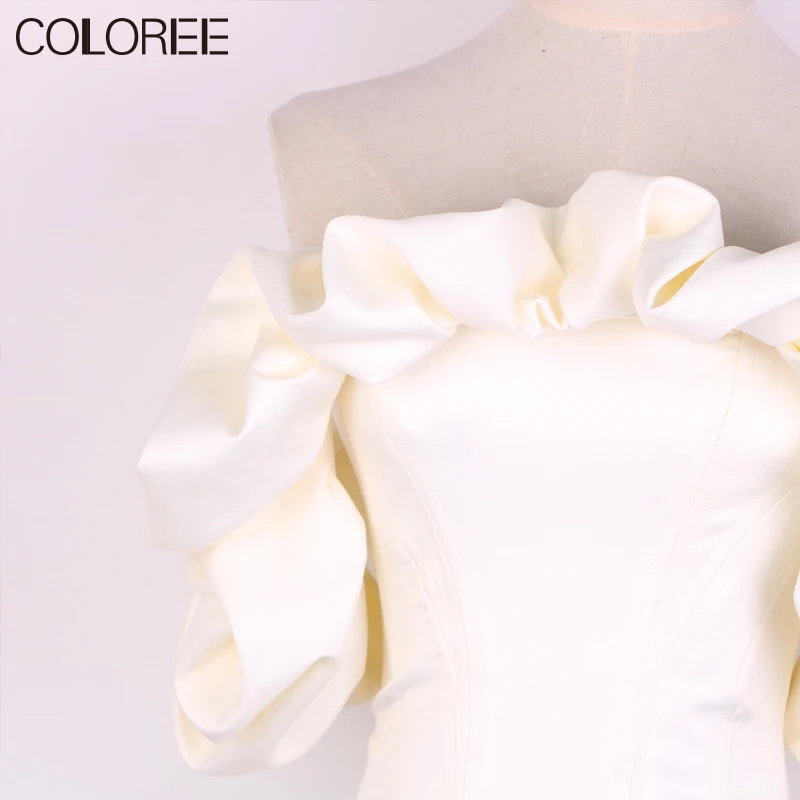 

Sexy Off Shoulder Mini Dresses For Women Party 2020 Summer Elegant White Ruffles Slim Woman Dress vestidos