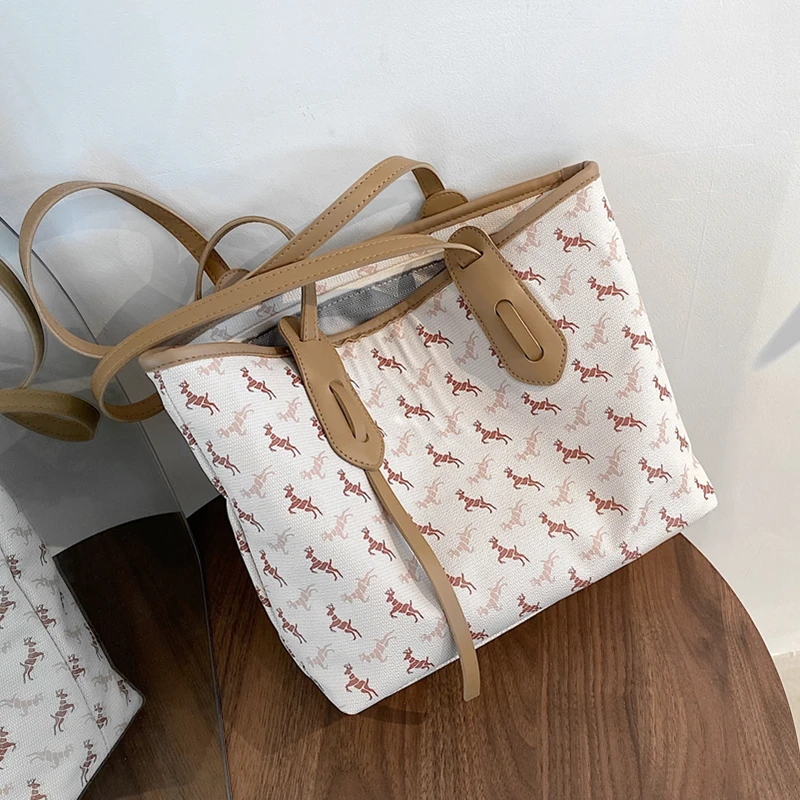 

Luxury Animal Printing Shopper Shoulder Tote Bags For Women Brand Designer Roomy Work Ladies Purses And Handbags Summer 2021