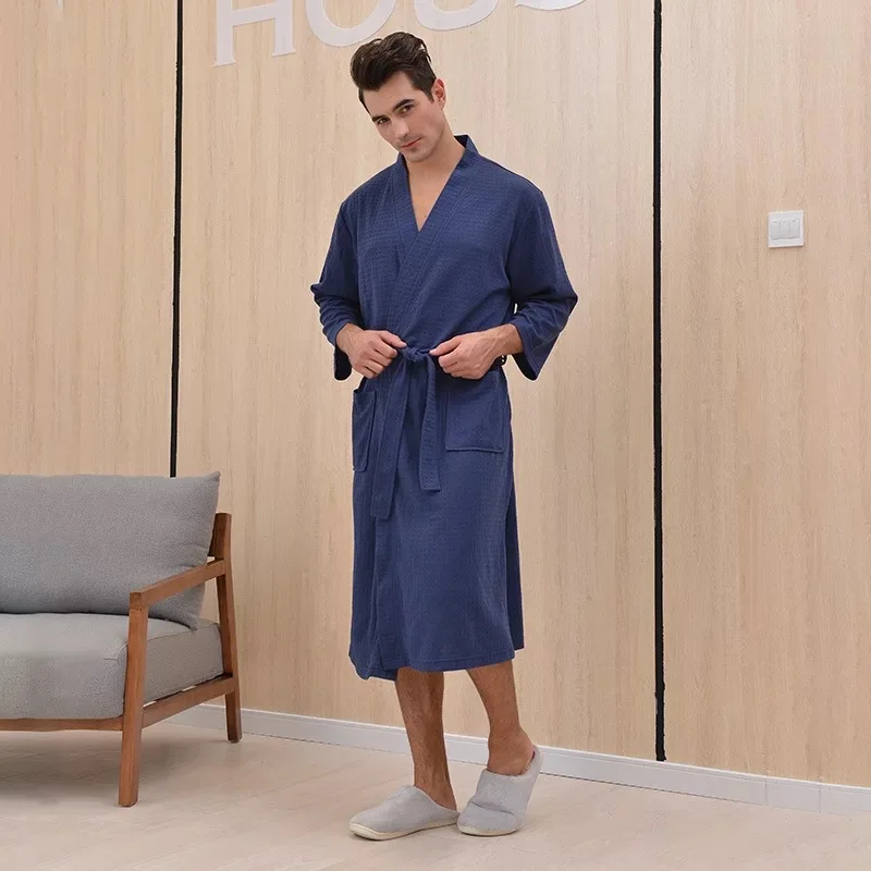 

New Summer Bathrobe Large Size Water Sweat Steaming Service Men And Women Hotel Robe Morning Gown Couple Pyjamas