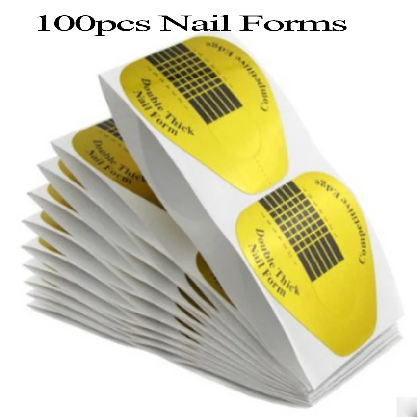 100 шт. профессиональные Золотые формы для ногтей акриловый УФ гель наконечники