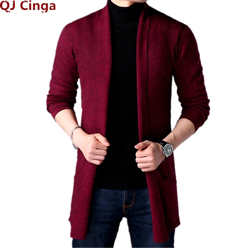 Sweater Coats Men New Fashion 2021 Autumn Men's Slim Long Solid Color Knitted Jacket Fashion Man Casual Sweater Cardigan Coats