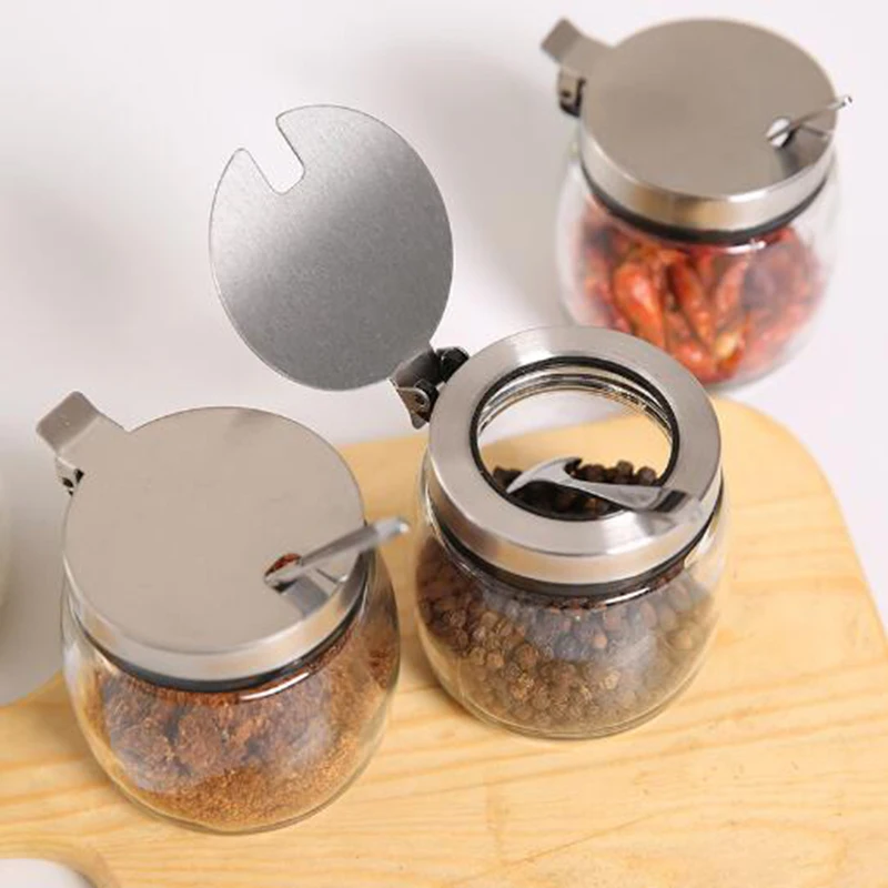 Бессвинцовая стеклянная бутылка ложка и крышка из нержавеющей стали баночка для