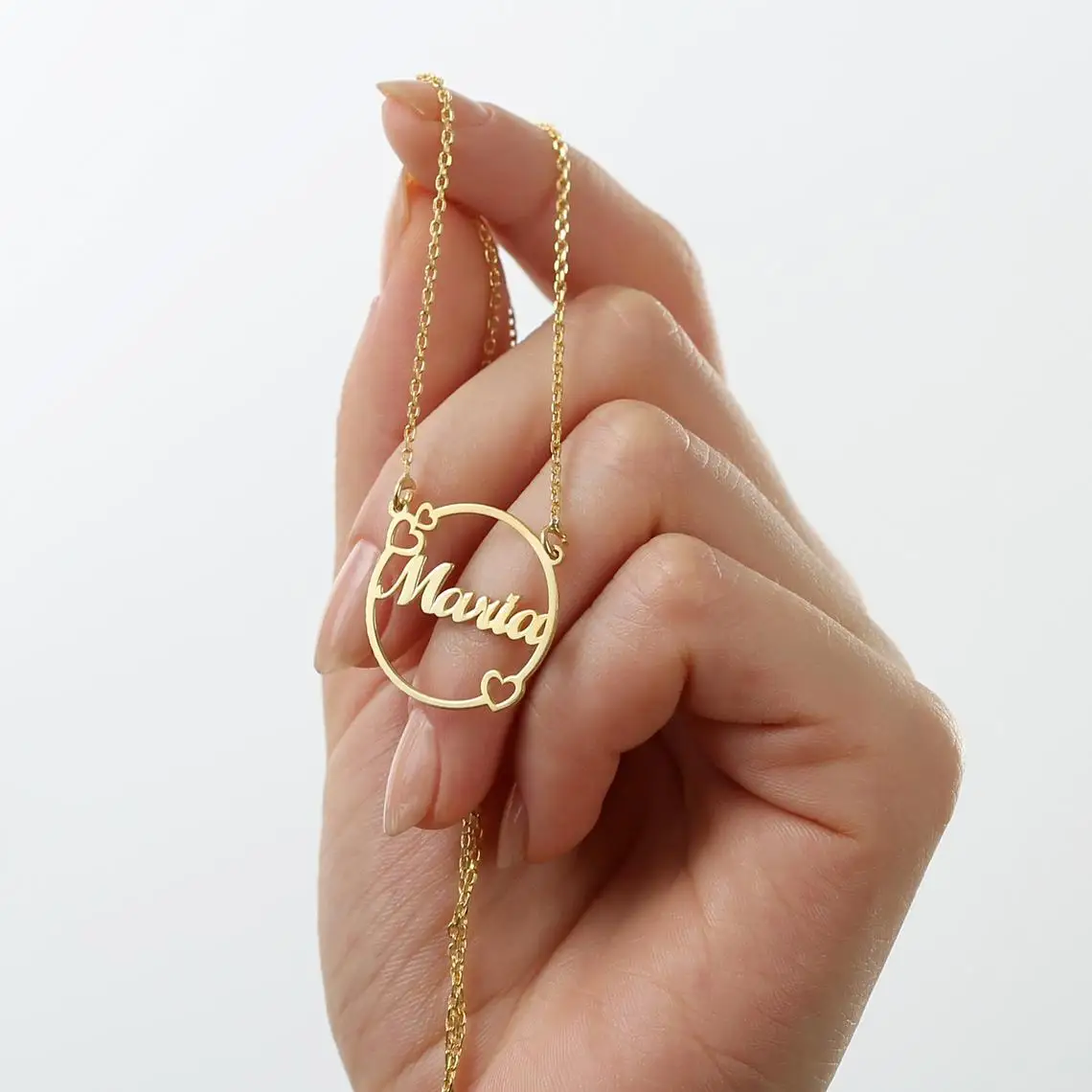 

Custom Heart Circle Nameplate Necklace Fashion Jewelry Stainless Steel Personalized Name Pendant Necklace Best Friends Gifts