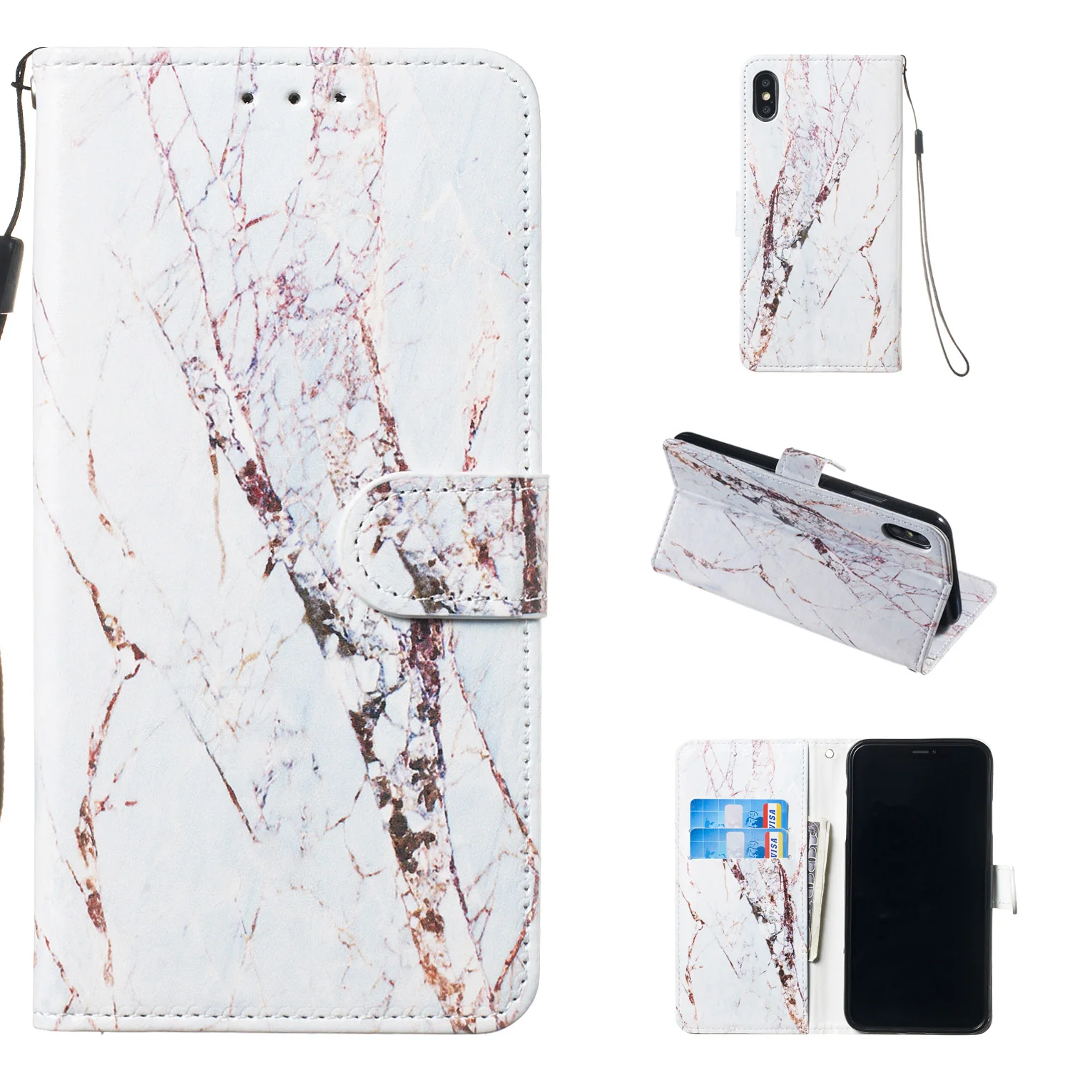 Роскошный чехол-книжка с мраморным рисунком для Xiaomi mi A3 mi 9 Lite 9T Red mi 7A K20 Note 6 Pro 7 откидной кожаный чехол-кошелек - Цвет: BSS