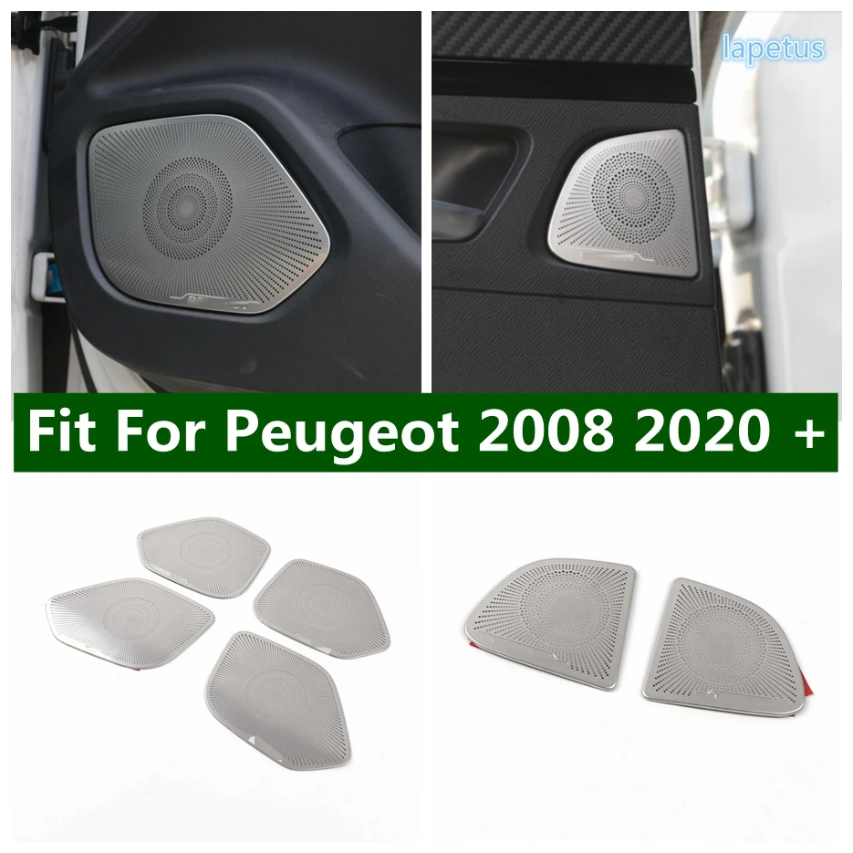 

Car Door Stereo Speaker Audio Loudspeaker Cover Trim Black / Silver For Peugeot 2008 2020 - 2022 Stainless Steel Interior Refit