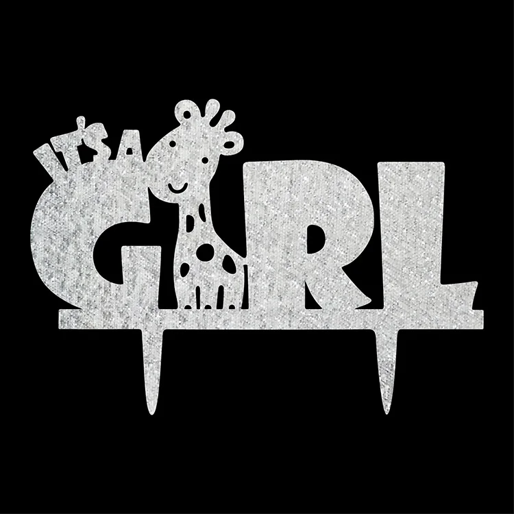 

Acrylic Cake Topper Giraffe It's A Girl Happy Birthday Decoration Cake Flag For Baby's Birthday Party Baking Cake Decor DIY New