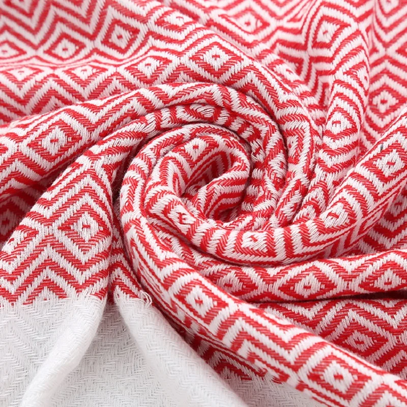 Хлопковое турецкое банное полотенце большого размера с принтом и кисточками