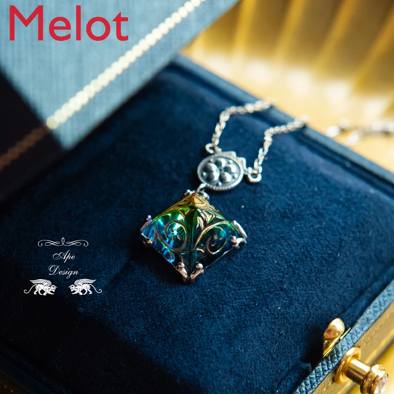 

Handmade Frozen Rainbow Pyramid Western Antique Square Crystal Necklace