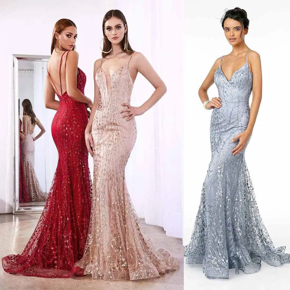 

2022 Gorgeous Bling Full Length Robe De Soiree Lady Full Length Slip Mermaid Celebrity Gown Formal Party Sequins Wedding Dresses