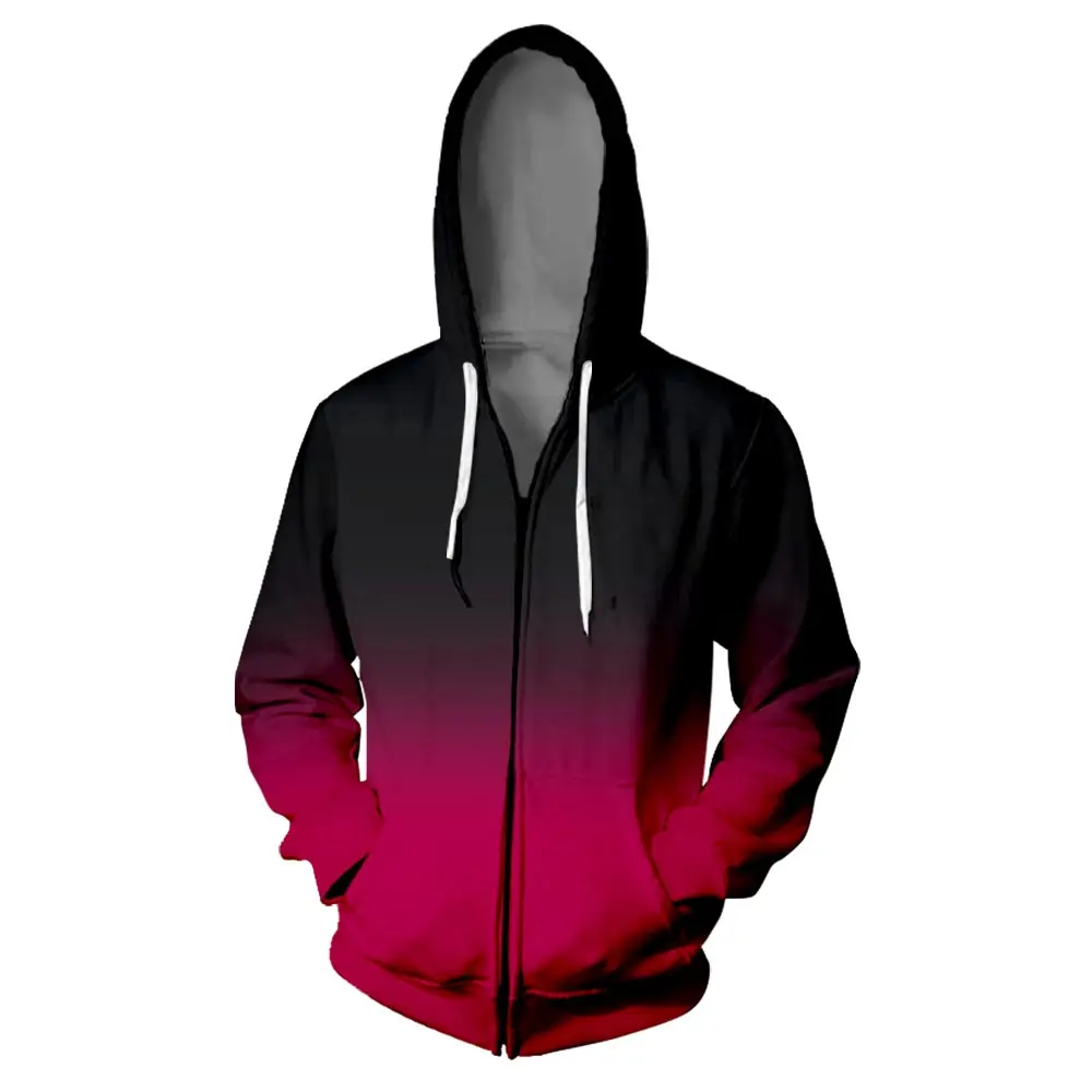 

Gradient Zipper Hoodie 3D Harajuku Uniform Sweatshirts Clothes men jacket Loose hooded Sweatshirt zipper outerwear custom made