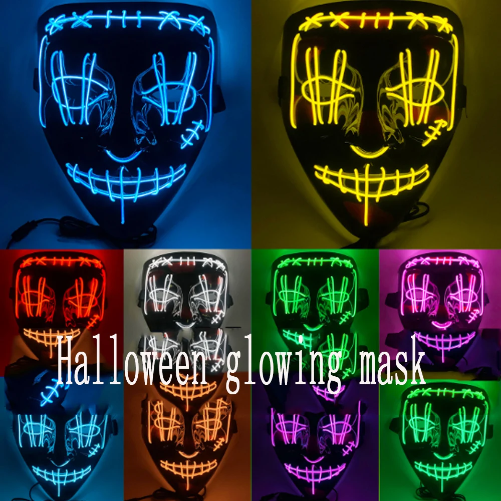 

Glowing Masque Halloween Cosplay Masks Cosmask Halloween Mixed Color Led Mask Party Masque Glow In The Dark Flashing masks