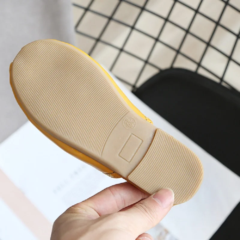 Шлепанцы из ПУ кожи для девочек Простые сандалии с квадратным носком дома и