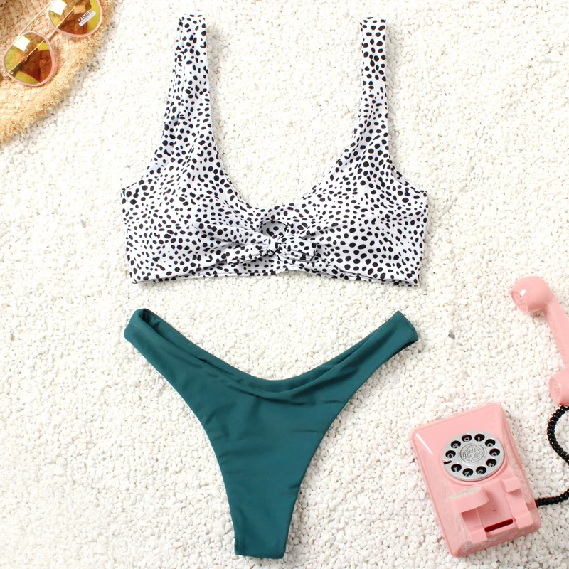 Комплект бикини в горошек 2020 розовая спортивная одежда женский милый купальник с