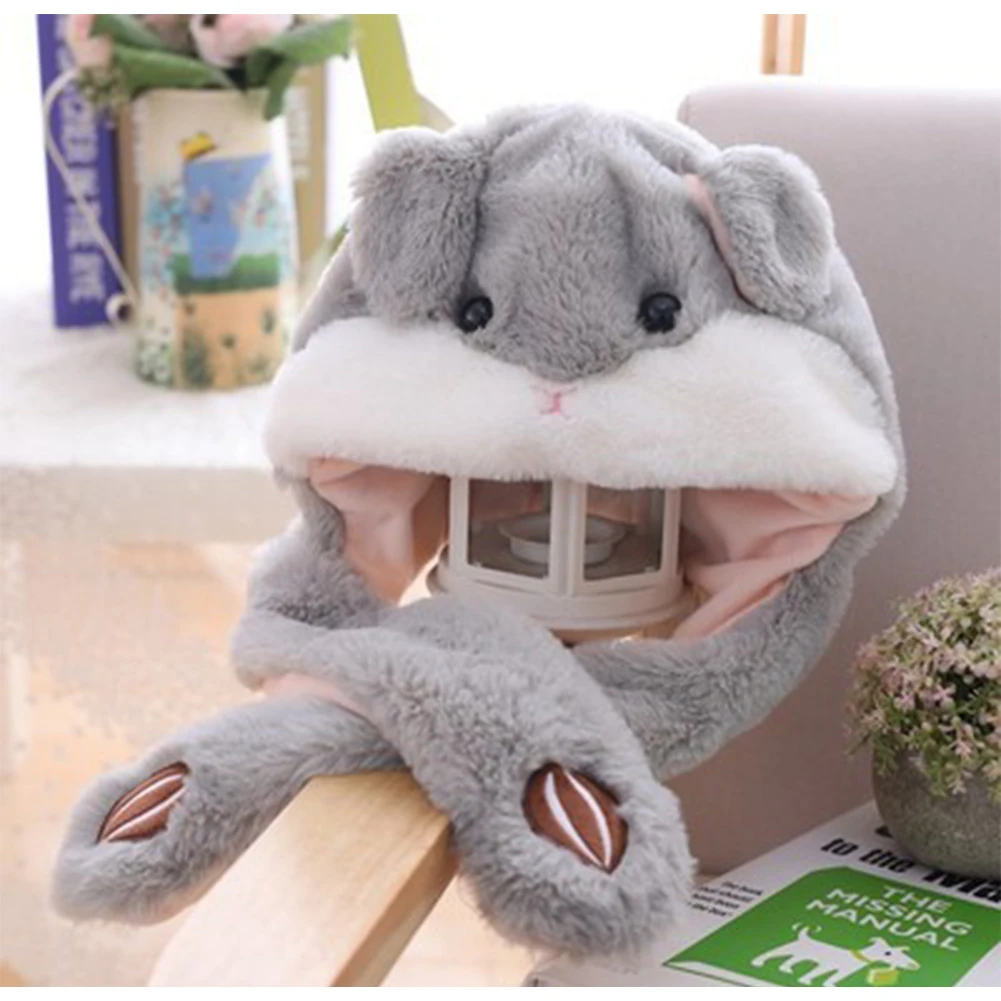 

Fashion Hamster Hat Ear Moving Jumping Hat Preppy Style Funny Toys Cap Good Gift For Women Girls Hat Kitten Pig Cospaly