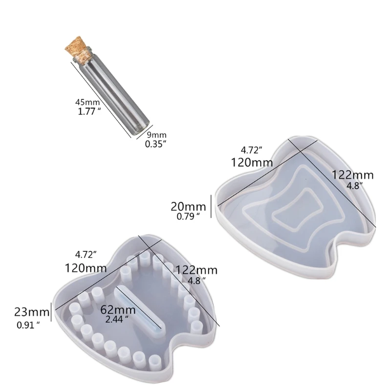 

918F Baby Tooth Box Resin Mold Kids Tooth Fairy Keepsake Organizer Resin Mold Tools
