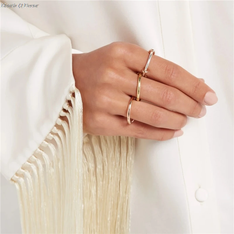 

Brass Circle Piled Statement Rings Punk Party Designer Club Cocktail Party Ins Rare Elegance Fashion