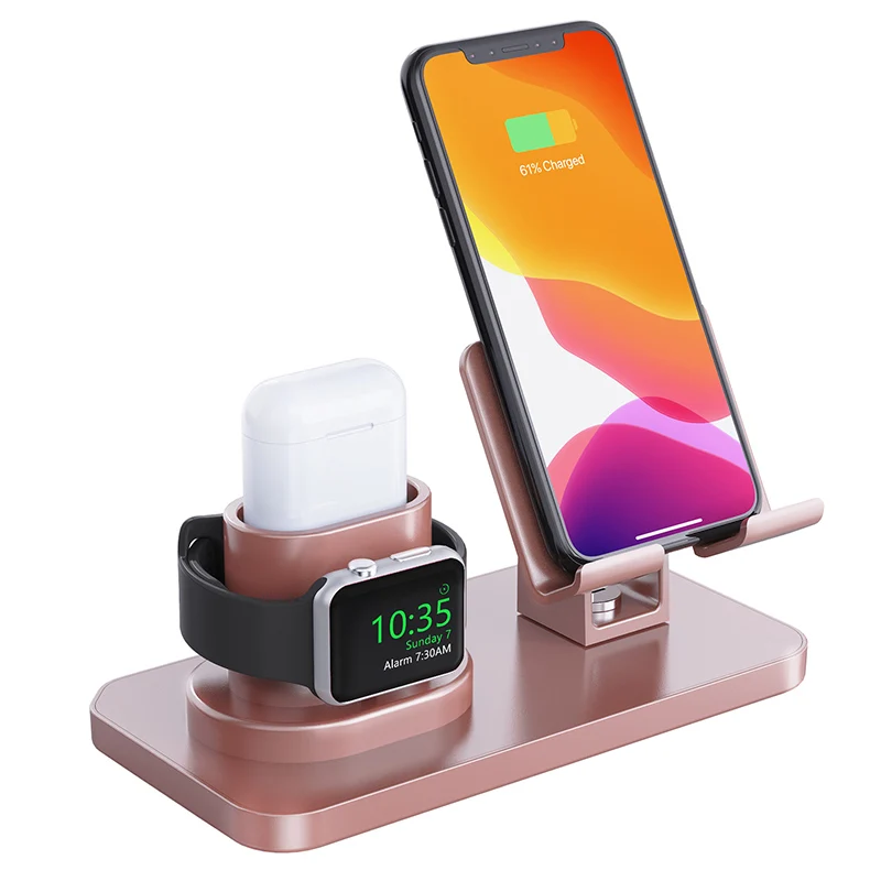 Розовый 3 в 1 зарядная док-станция Многофункциональный держатель iPhone X XR XS Max 8 7 6 Apple Watch Airpods зарядное устройство Держатель подставка Док-станция# f0 - Цвет: Розовый