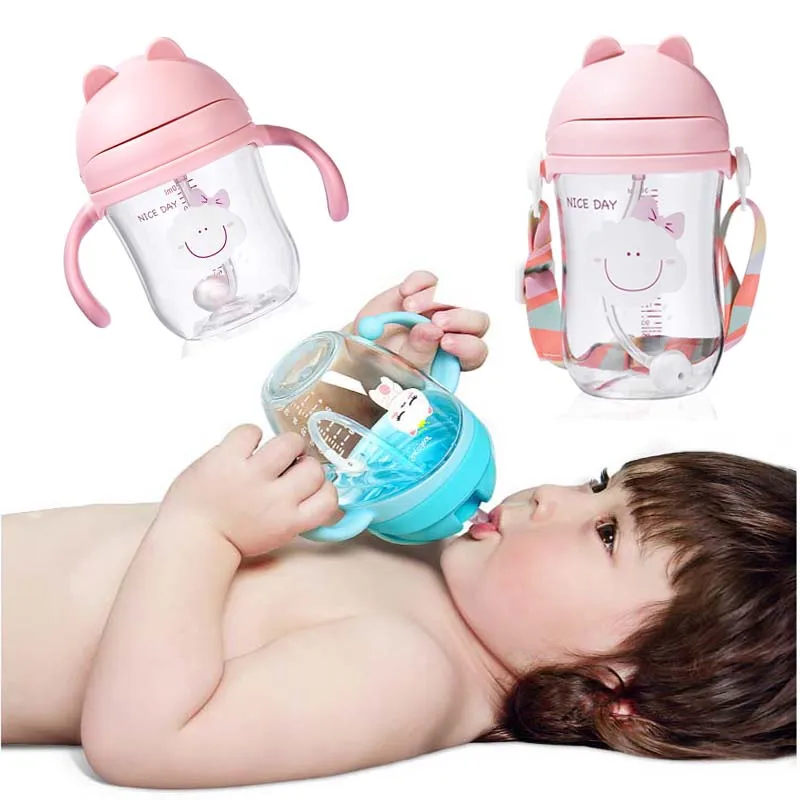 Поворотная на 360 градусов детская развивающая бутылка для питья с двойной ручкой