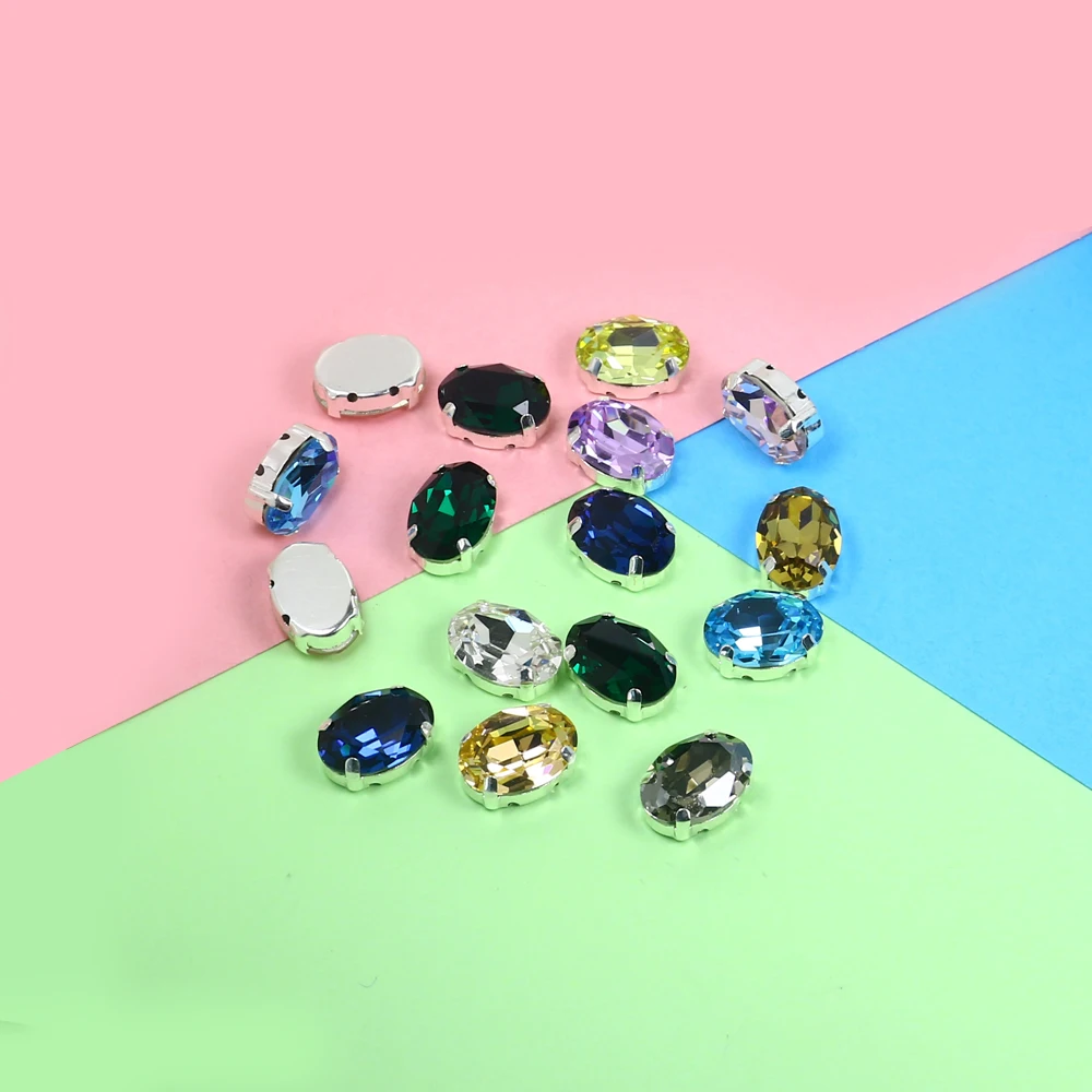 Смешанные цвета овальной формы стекло кристалл flatback Шить на страз стразы с