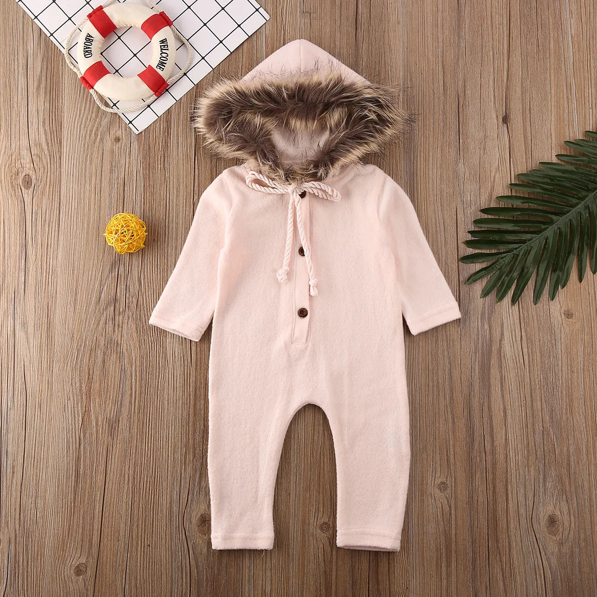 Теплый комбинезон с капюшоном для новорожденных мальчиков и девочек на осень