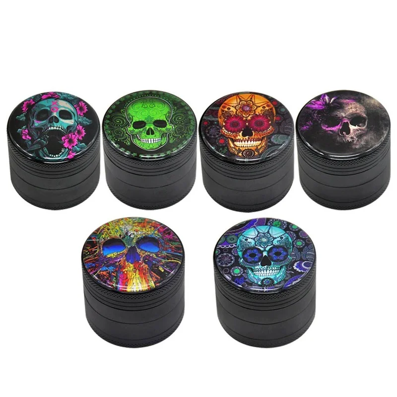 

Aluminum Alloy Metal Grinder for Smoking Weed,4-layers 50mm Death Skull Pattern Dry Herb Tobacco Shredder Smoking Accessories