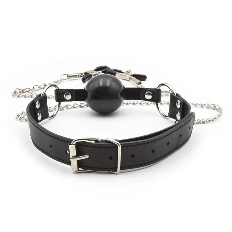 Husband And Wife Toys Sex Leather Mouth Plugs Clips Solid Black Adjustable Adult Products Ball | Красота и здоровье