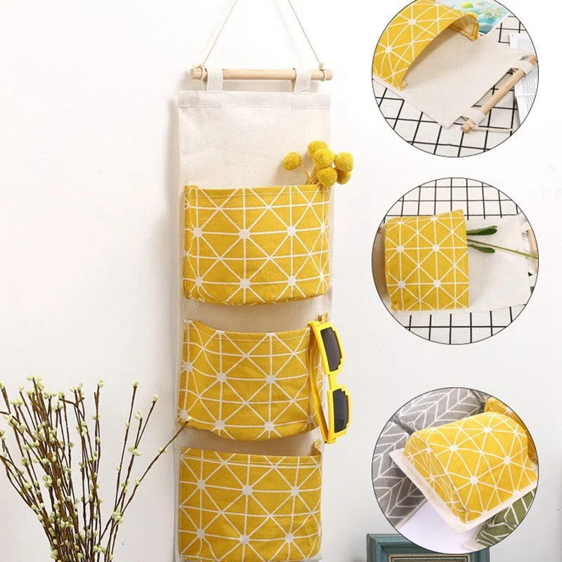 

Over the Door Closet Organizer, 2 Packs Wall Hanging Storage Bags with 3 Pockets for Bedroom & Bathroom