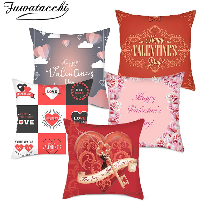 Fuwatacchi Valentine's Day Present Pillow Cover Lovely Heart Photo Cushion for Home Sofa Decorative Throw Pillowcases New | Дом и сад