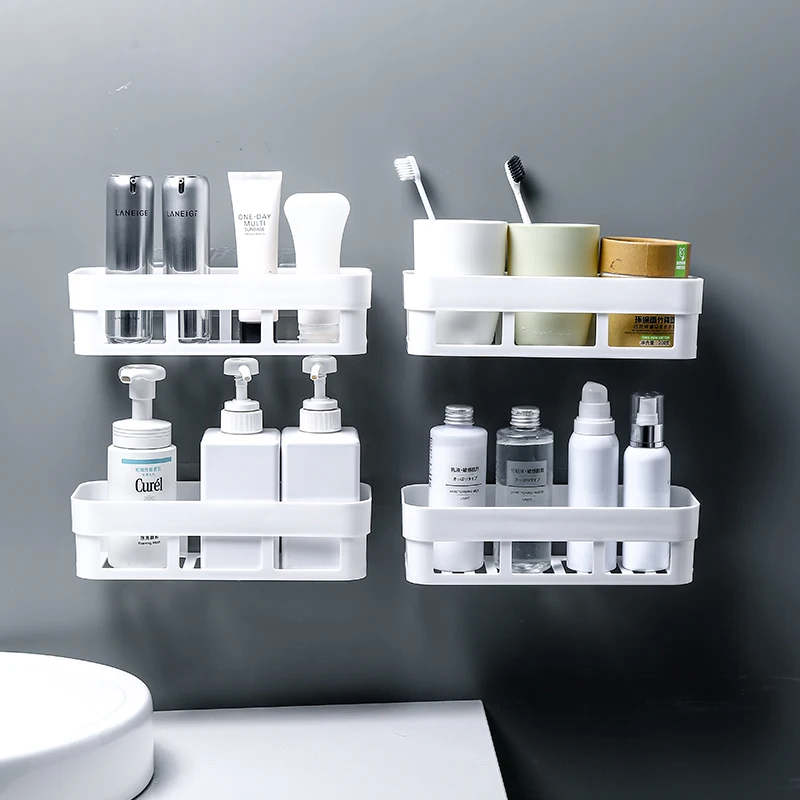

Bathroom Accessories Storage Shelf & Rack Waterproof Floating Shelf Home Decoration Kitchen Free Punching Wall Hanging