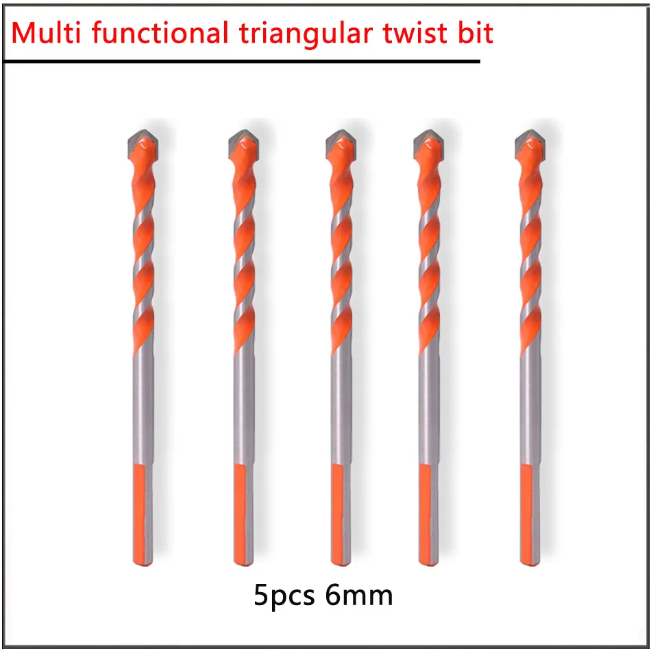 

5pcs 5 6 8 10 12mm Triangular Bit Multi function Triangle Bit Super Hard Alloy Concrete Cement Wood Drilling Electric Drill Bit