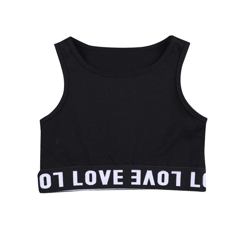 black vest tops Крутая детская одежда в стиле хип-хоп толстовка с капюшоном, рубашка Топ, повседневные штаны с дырочками для девочек, костюм для джазовых бальных танцев, одежда - Цвет: black vest tops