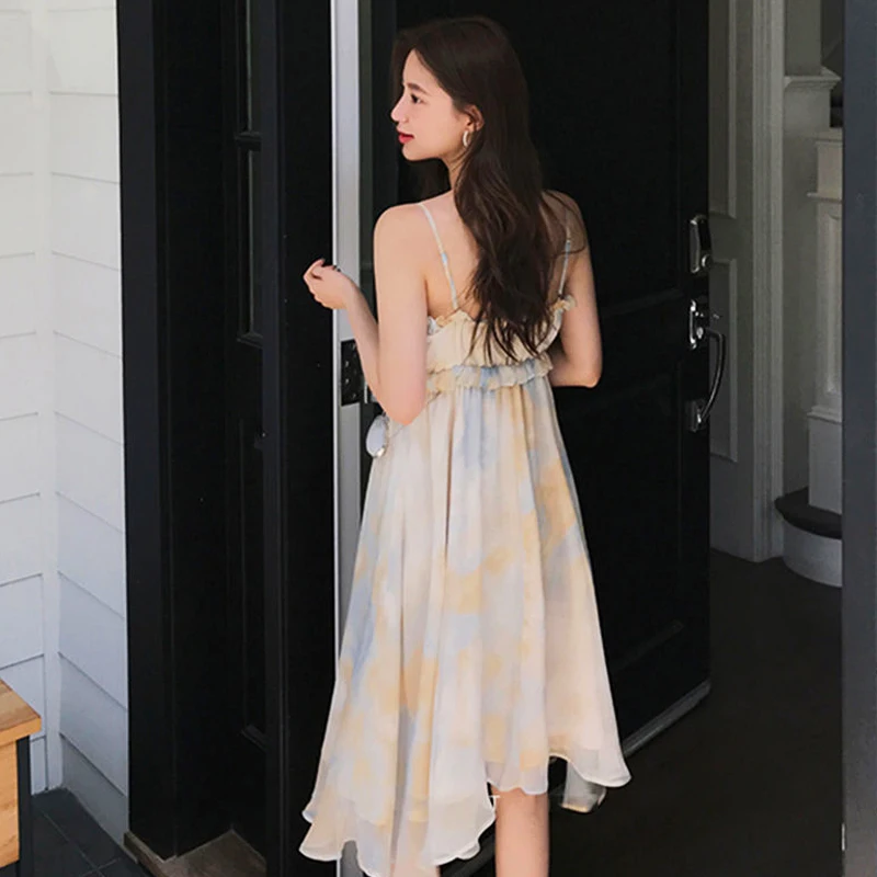 Французский в винтажном стиле Платье на петельках для женщин основе красителя