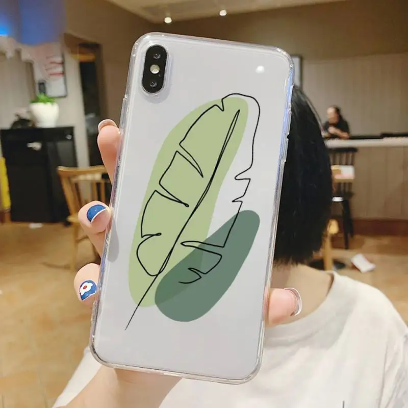 

Art leaf flower design retro Phone Case Transparent soft For iphone 5 6 7 8 11 12 s c se plus mini x xs xr pro max shell