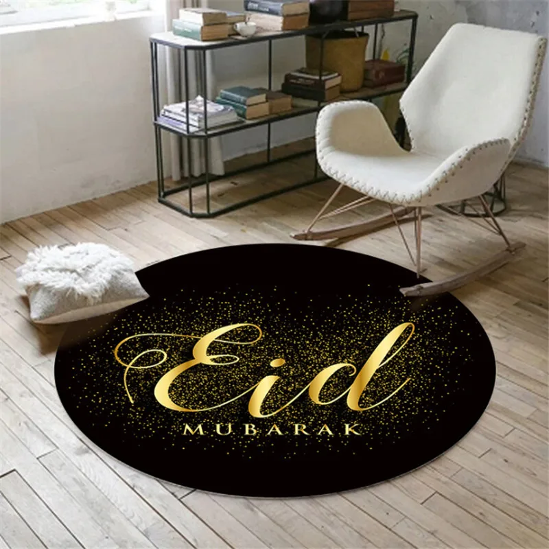 

60cm Islamic Muslim Iftar Festival Eid Gold Powder Round Living Room Bedroom Floor Mat Carpet Muslim Home Party Favor Supplies