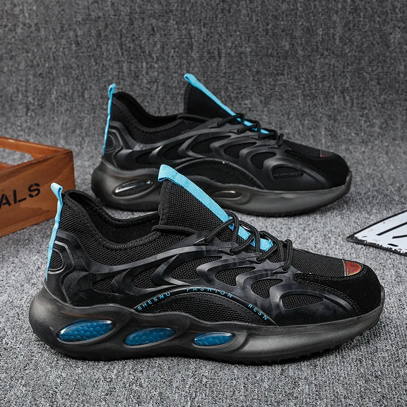 

Fashion Running Sports Shoes 2021 Autumn New Arrivals Men Platform Sneakers Breathable Black Mesh Casual Shoes Zapatillas Hombre