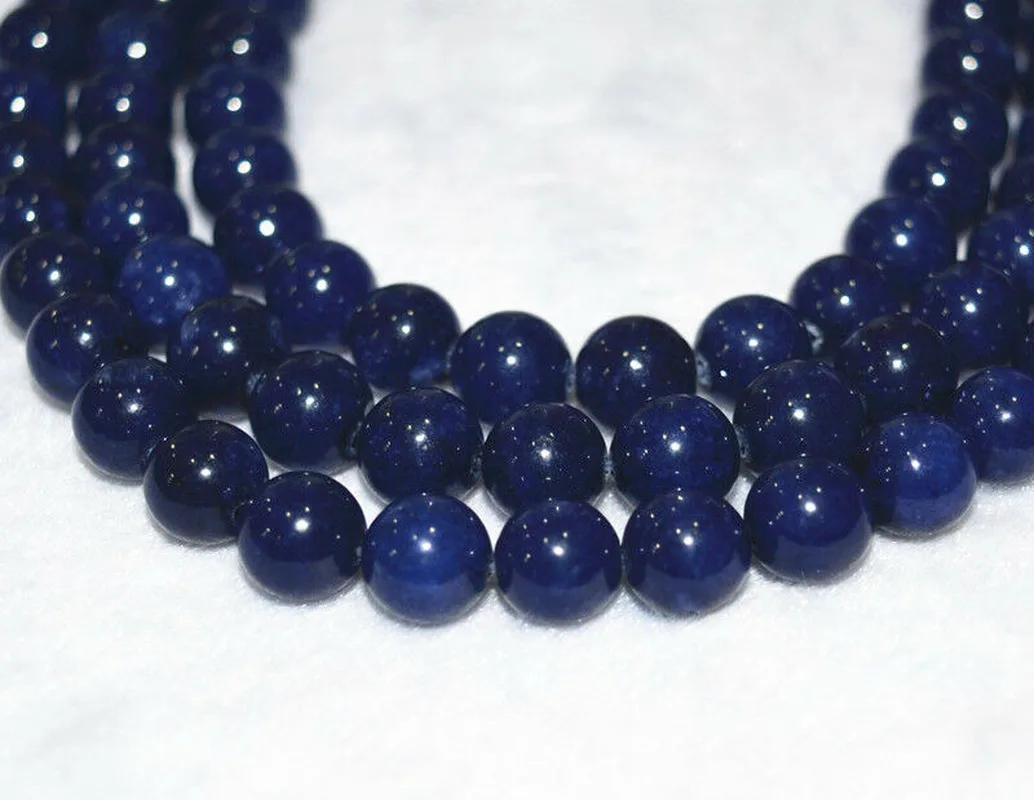 

2pcs 6mm Sri Lanka Deep Sapphire Round Loose Gemstone Beads 15"