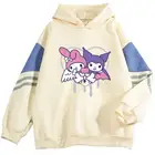 Симпатичная бархатная свободная толстовка с капюшоном Sanrio Kuromi Plus, 4 цвета, одежда с длинными рукавами, искусственный Размер, аниме мультяшный модный подарок для девушки на день рождения