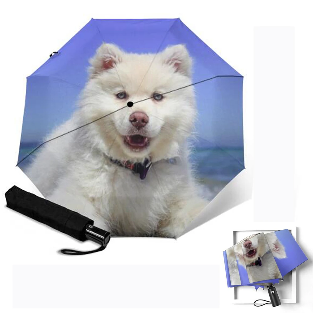Роскошный автоматический зонт с рисунком милой собаки складной 3 зонтиками от